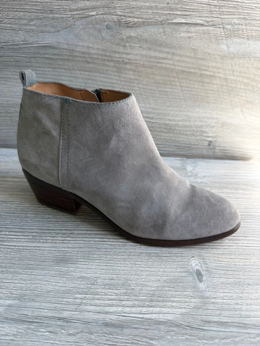 J.Crew Sawyer Women's leather Suede Ankle Bootie in Light Graphite Gray size 6.5